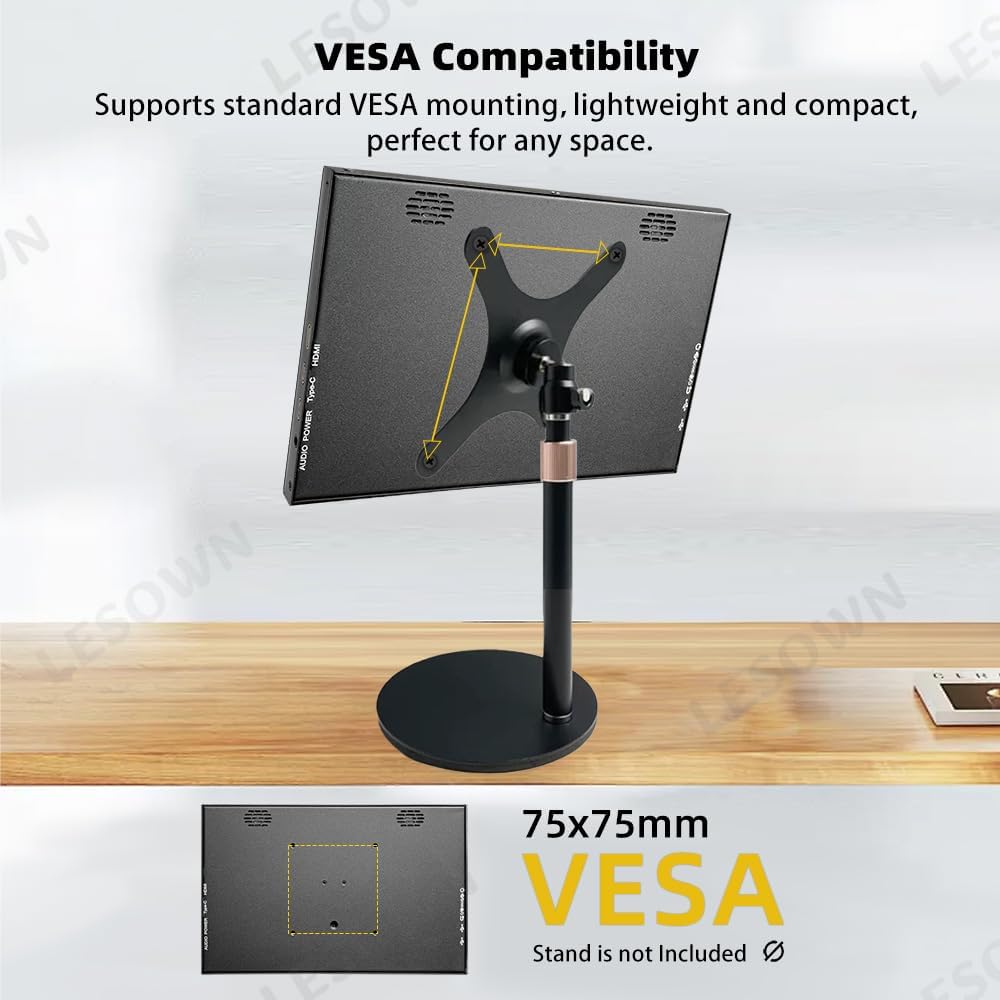 10.1 inch Touchscreen Small Portable Monitor 2.5K 2560x1600 IPS Screen Display USB-C HDMI Travel Secondary Computer Monitor for CCTV Gaming Windows PC with Speakers