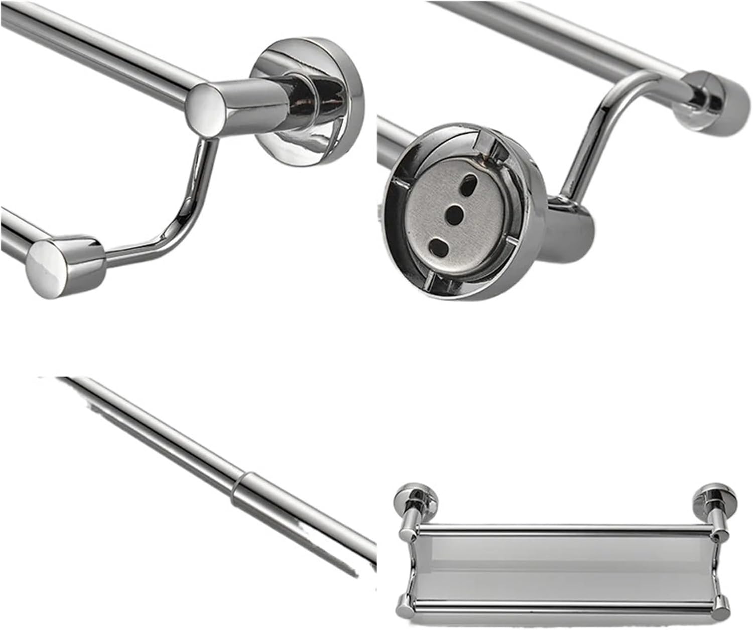 Bathroom Retractable Towel Double Bar Black, Chrome Towel Rack Extended Drying Towel Hanging Bar Gold, Nickel EL81024D(Chrome)