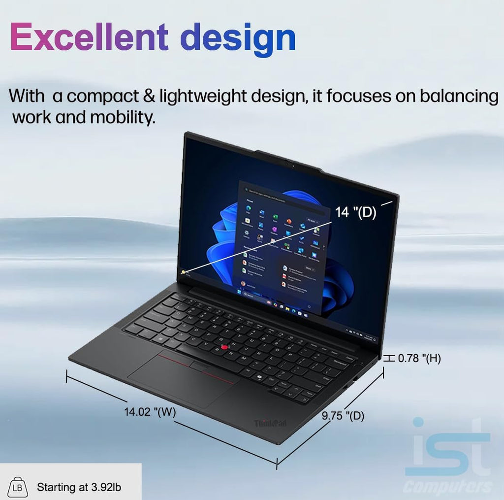 Lenovo ThinkPad E14 Gen 7 Business AI PC Laptop (14' FHD+, AMD Ryzen 7 250 (> Intel Ultra 7 155U), 16GB DDR5 RAM, 512GB SSD), Backlit KB, Fingerprint, 5MP Webcam, Ethernet, Wi-Fi, Win 11 Pro, 2026