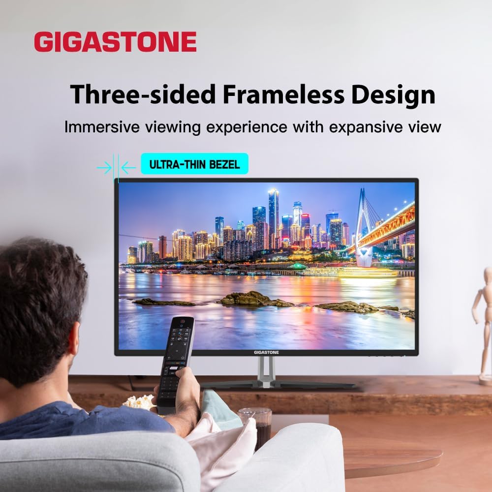Gigastone 32 inch IPS LED Back Light Monitor 75Hz FHD 1920 x 1080, 178° Wide View Frameless Computer Monitor 5ms, Eye Care Technology, Ergonomic Tilt VESA Mount, HDMI VGA