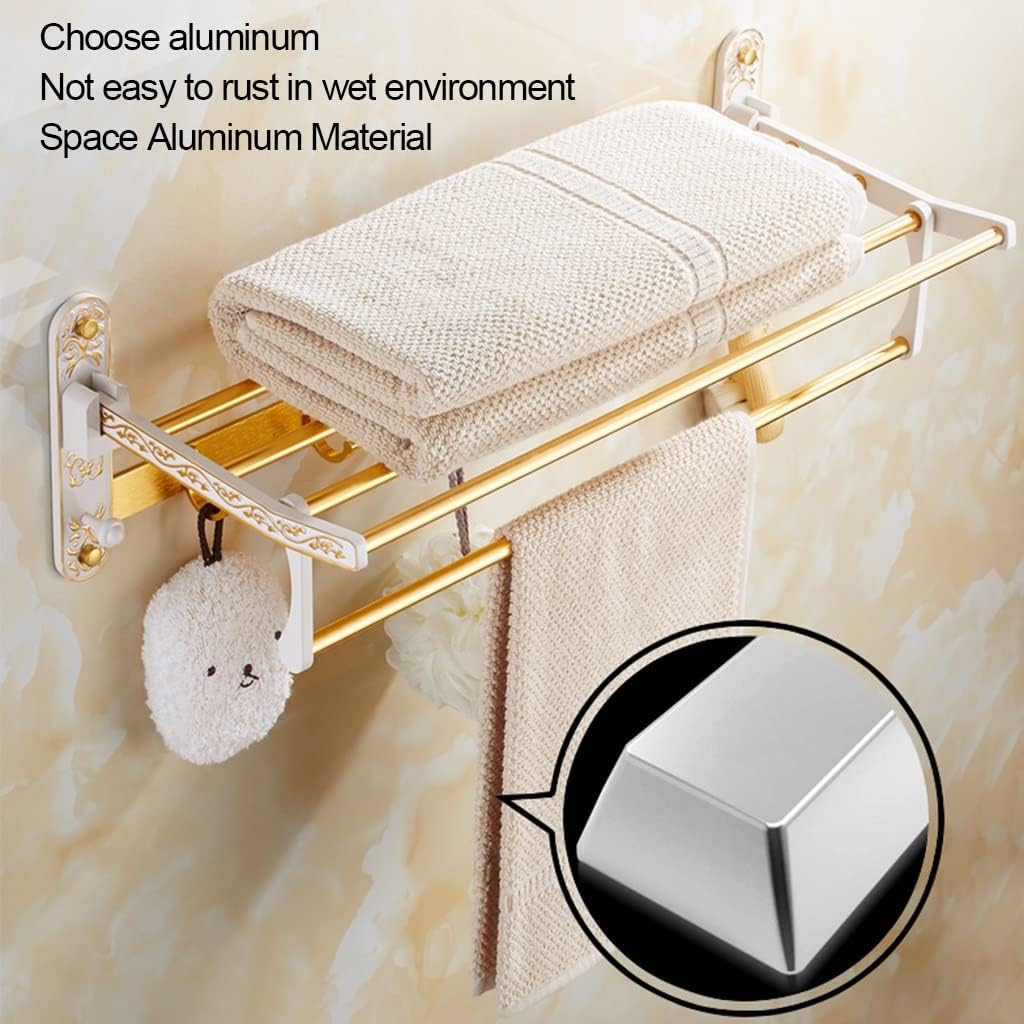 Towel Rack Platinum European Towel Rack Bar Rail, Space Aluminum Gold Towel Shelf, Tissue Paper Holder, Bathroom Accessories Set Bathroom Hardware/Folding Towel Rack The New