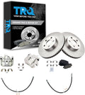 TRQ Front Brake Pad and Rotor Set Ceramic Vented Rotors Calipers Hoses Compatible with 2003-2008 Toyota Corolla
