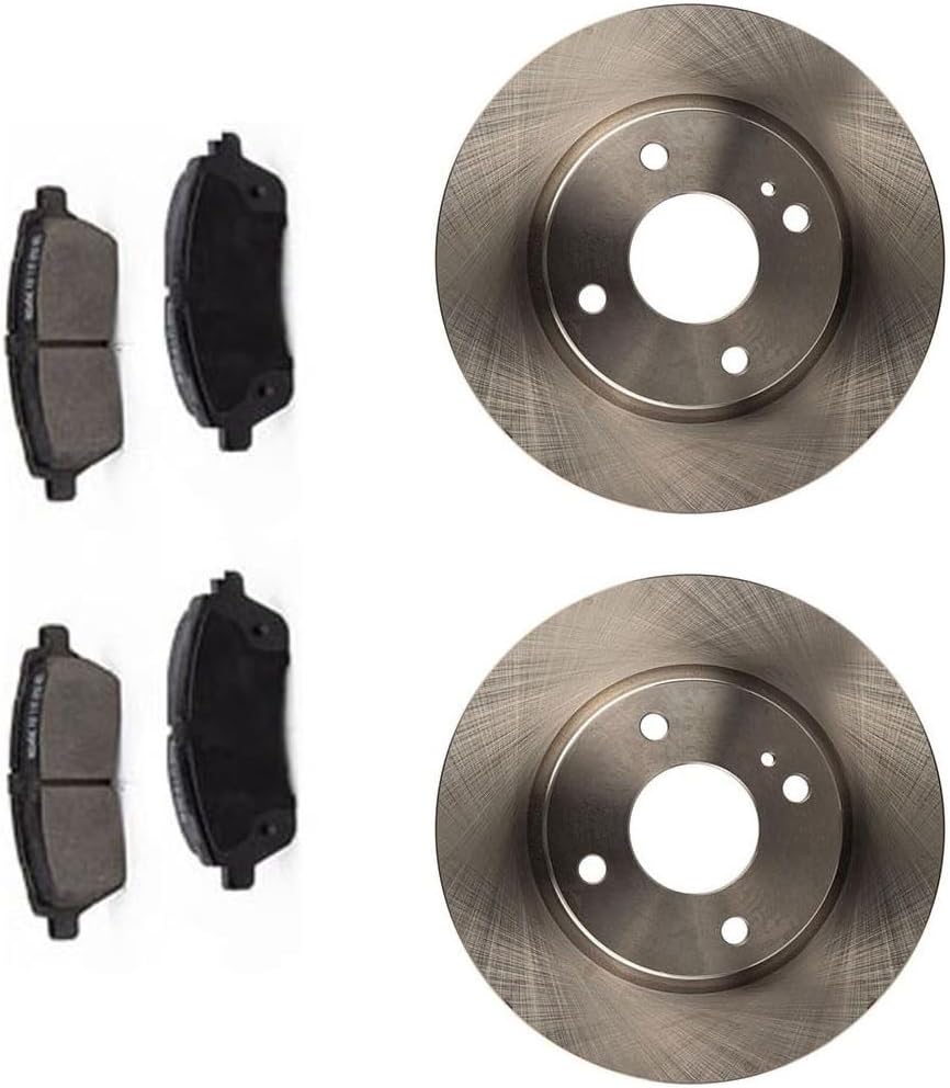 Front Ceramic Brake Pads and Brake Rotors Kit, Set of 3 Front Brake Kit for Ford Fiesta 1.6L 2011 2012 2013 2014 2015 2016 2017 2018 2019, for Fiesta 1.0L 2014 2015 2016 2017