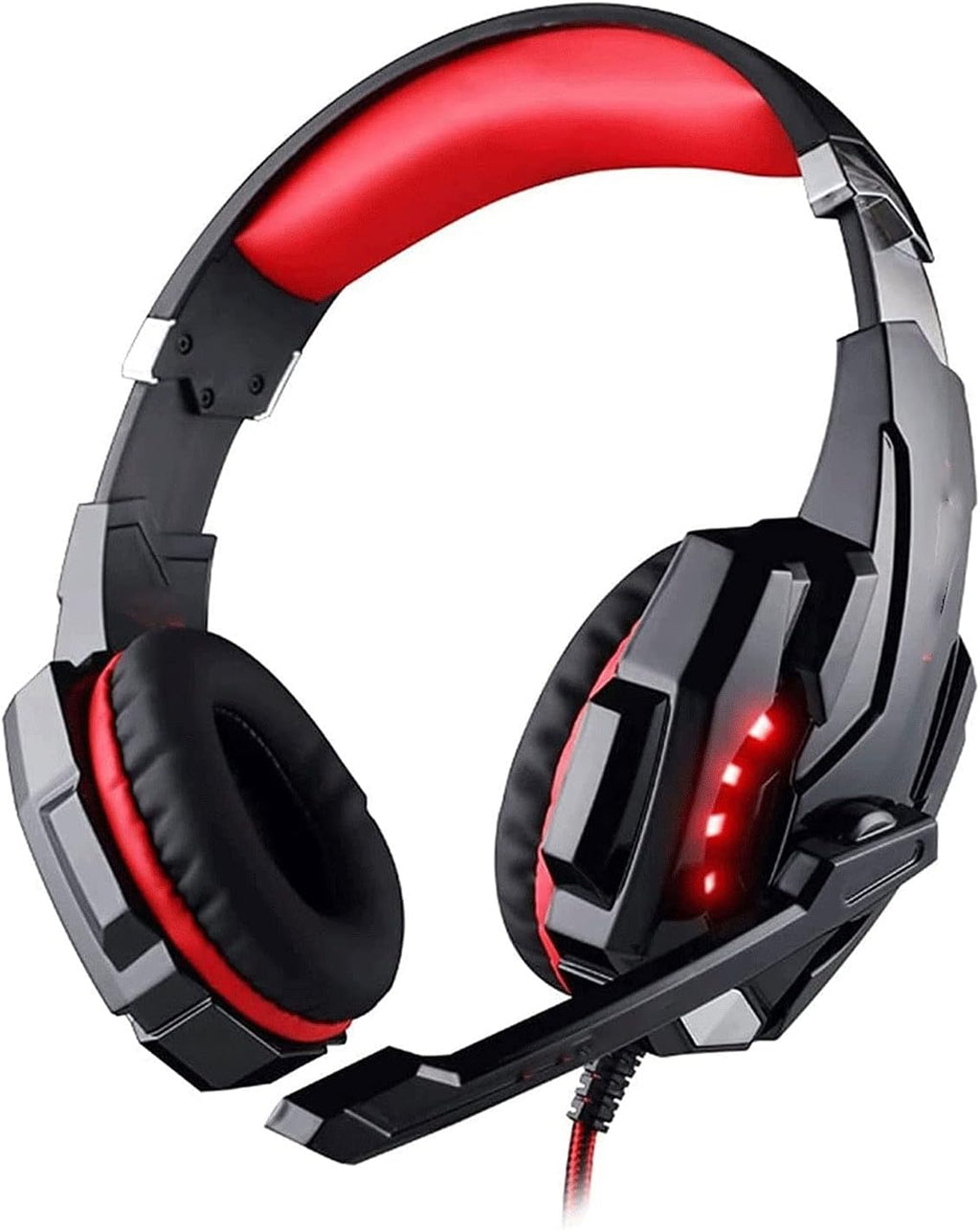 zhanghong LED Lights Wired Gaming Headset, Stereo Surround Sound, Super Soft Over-Ear Pads, One Key Mic Mute, Shock Feeling, Sound Clarity Compatible with 3.5mm Jack (Color : Red)