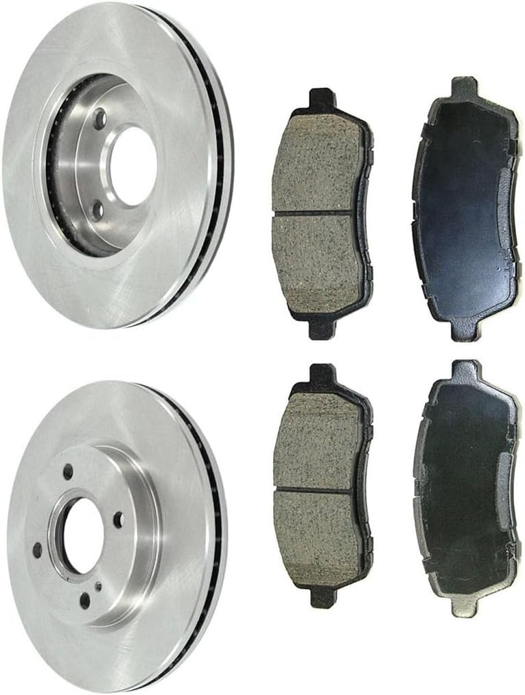 3pcs Front Ceramic Brake Pad and Rotor Brake Kit Replace 10514540, D1454C fits Ford Fiesta 1.6L 2011 2012 2013 2014 2015 2016 2017 2018 2019, fits Fiesta 1.0L 2014 2015 2016 2017