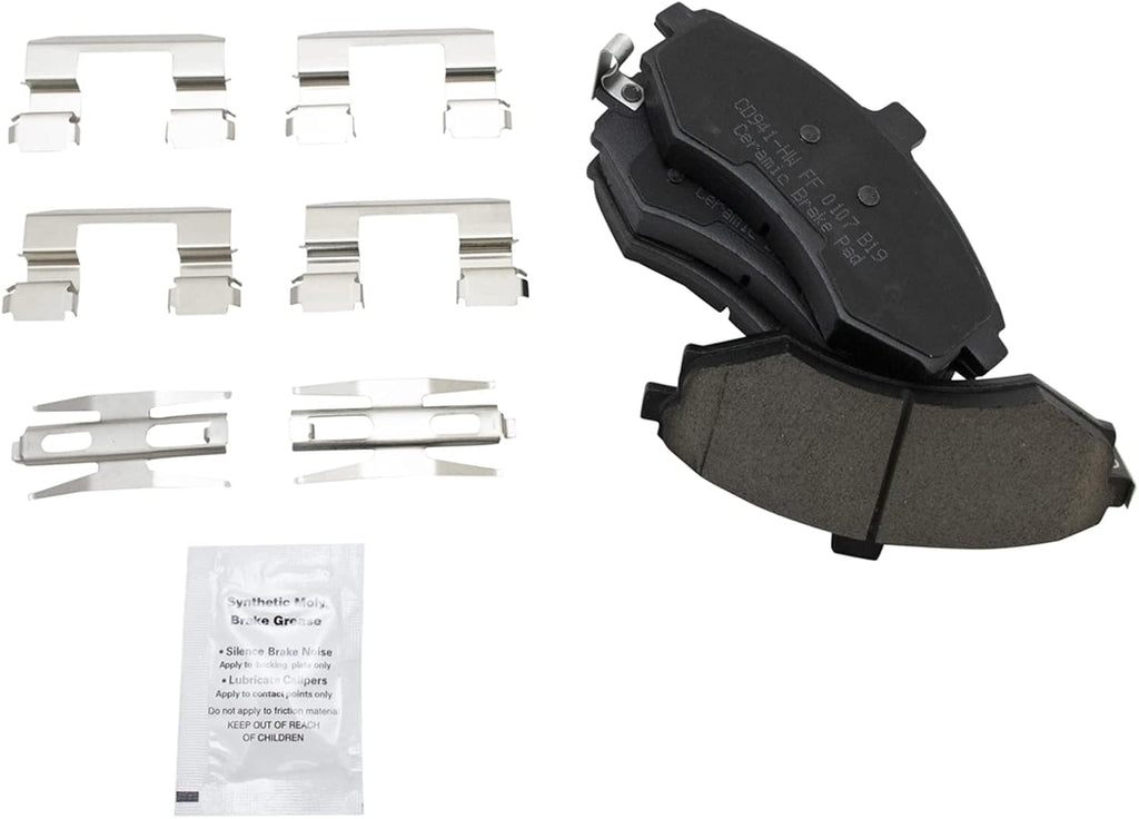 TRQ Performance Front Brake Pad and Rotor Set Ceramic Drilled Slotted Coated Rotors Calipers Compatible with 2002-2005 Hyundai Elantra