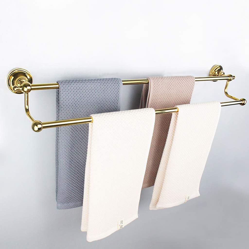 Stainless Steel Double Towel Rack for Bathroom Wall-Mounted Available in Silver & Gold Finishes - 3 Size Options for Space-Saving nization