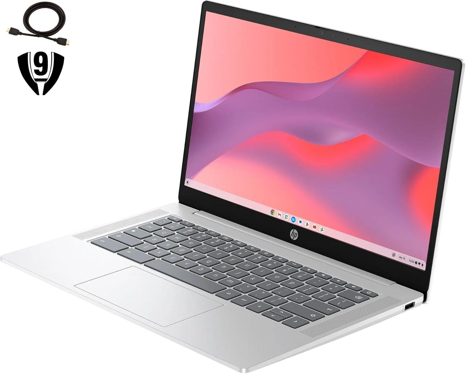 HP 14' HD Chromebook, Intel N200 Processor, Intel UHD Graphics, 4GB RAM, 128 GB UFS Flash Storage, Wi-Fi6, Bluetooth, Chrome OS, Glacier Silver