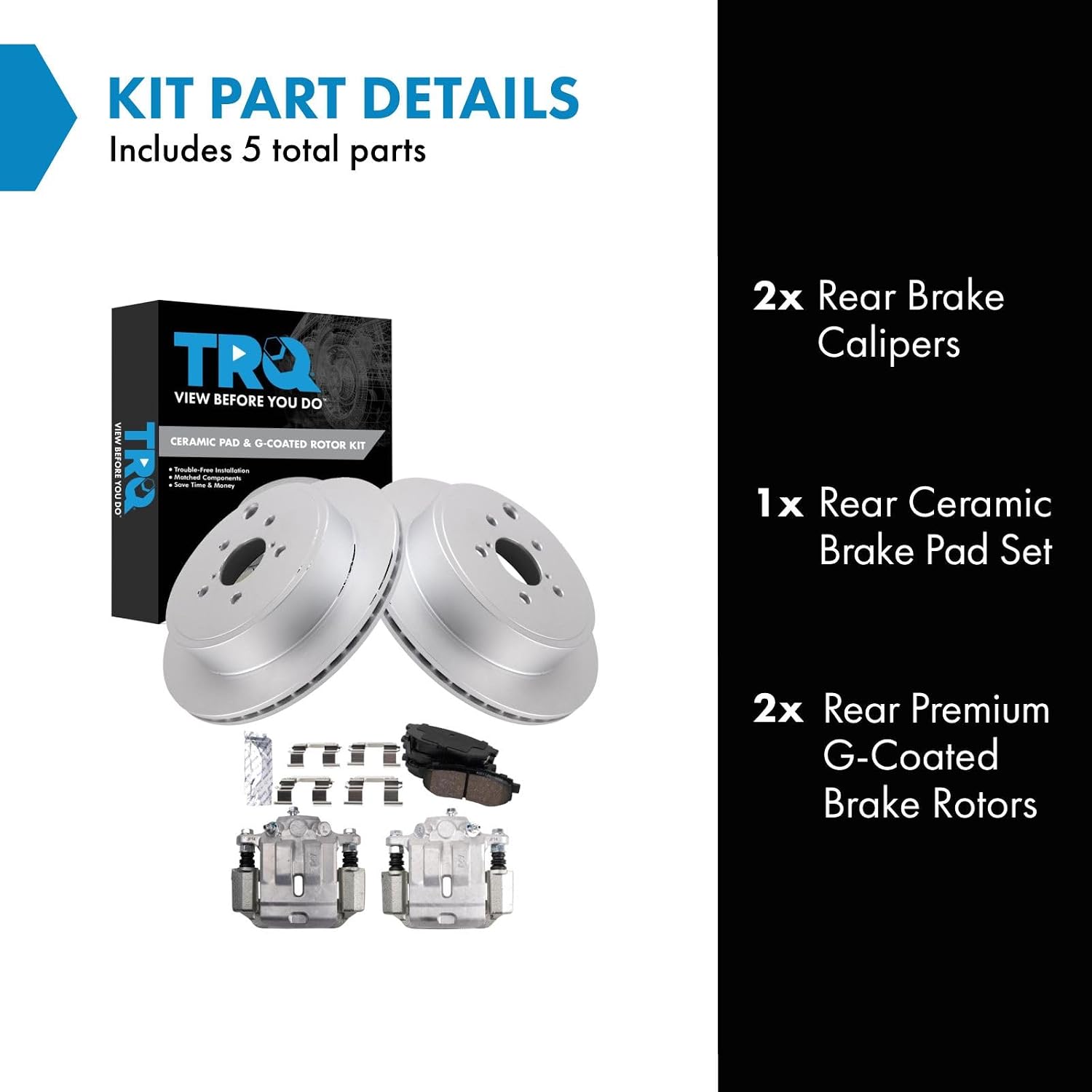 TRQ Rear Brake Pad and Rotor Set Ceramic Vented Coated Rotors Calipers Compatible with 2013-2016 Scion FR-S 2013-2019 Subaru BRZ 2010-2014 Legacy 2017-2019 Toyota 86