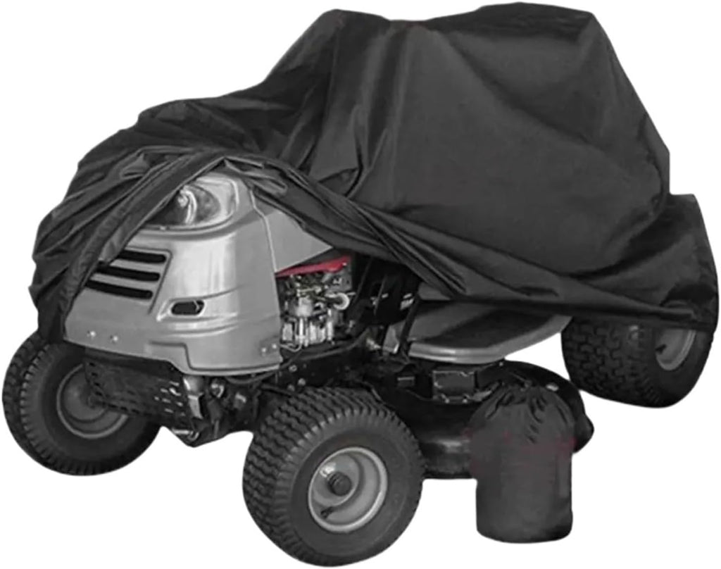 Lawn Mower Cover Oxford Cloth Black Car Coat Garden Tractor Cover with Portable Storage Bag Protection for Home Use for Outside Storage