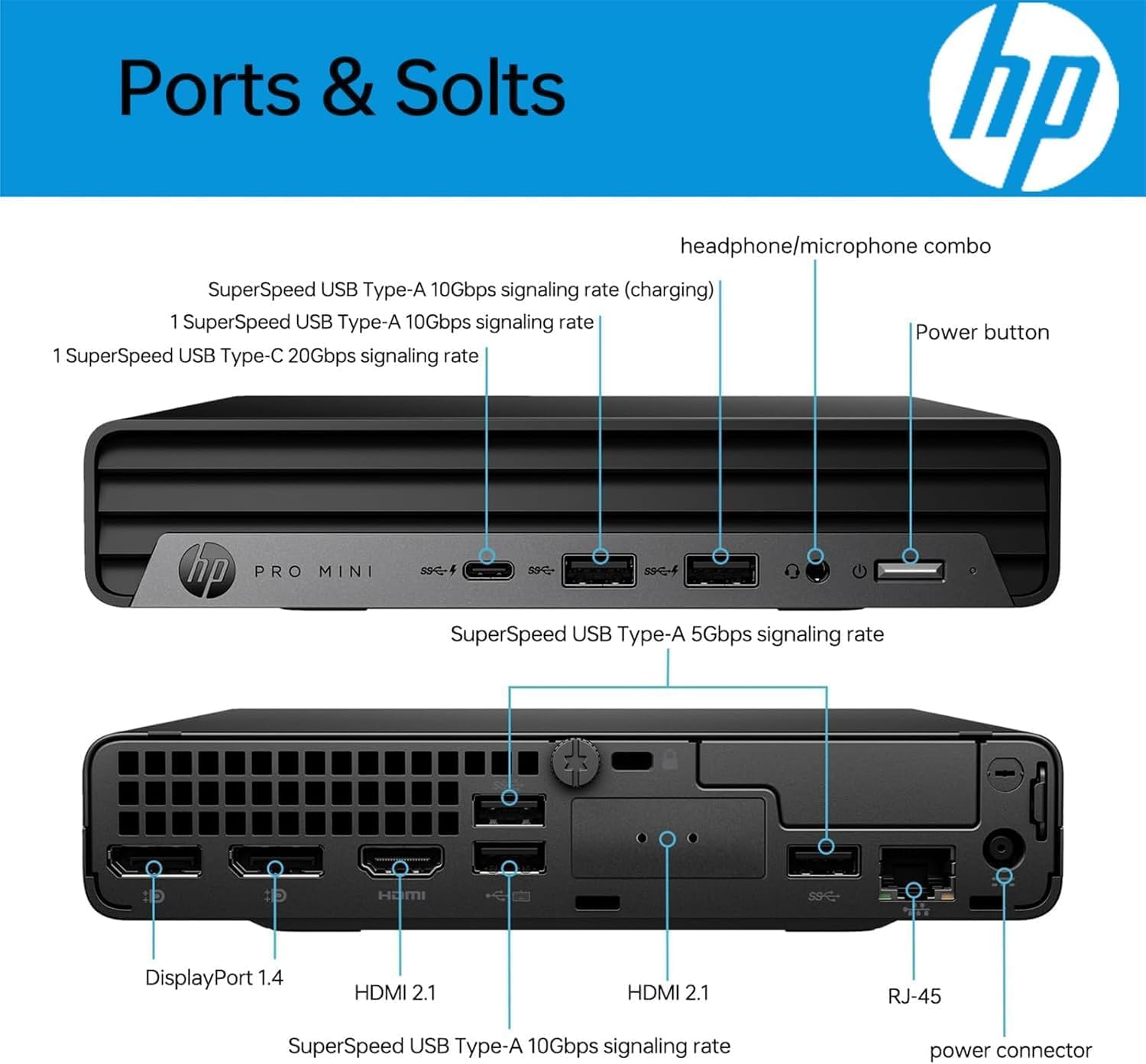 HP Pro Mini 400 G9 Desktop Computer, Intel Celeron G6900T Processor, 32GB DDR5, 1TB SSD, 3-Monitor Ports (2X DisplayPort + HDMI), WiFi 6E, RJ-45, USB-C, Wired Keyboard& Mouse, Windows 11 Pro