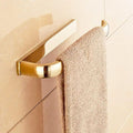 Gold Polished Brass Square Bathroom Hardware Towel Shelf Towel Bar Paper Holder Cloth Hook Bathroom AccessoryDouble Towel Bar,Single Towel Bar(Towel Ring Holder)