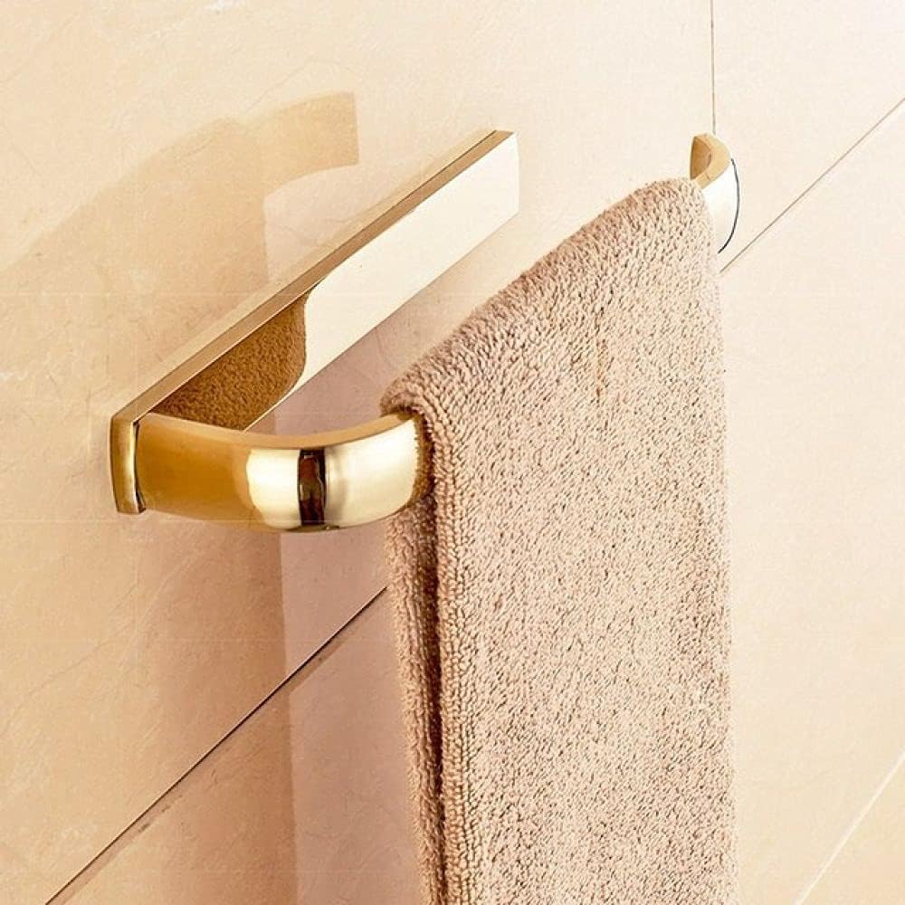 Gold Polished Brass Square Bathroom Hardware Towel Shelf Towel Bar Paper Holder Cloth Hook Bathroom AccessoryDouble Towel Bar,Single Towel Bar(Towel Ring Holder)