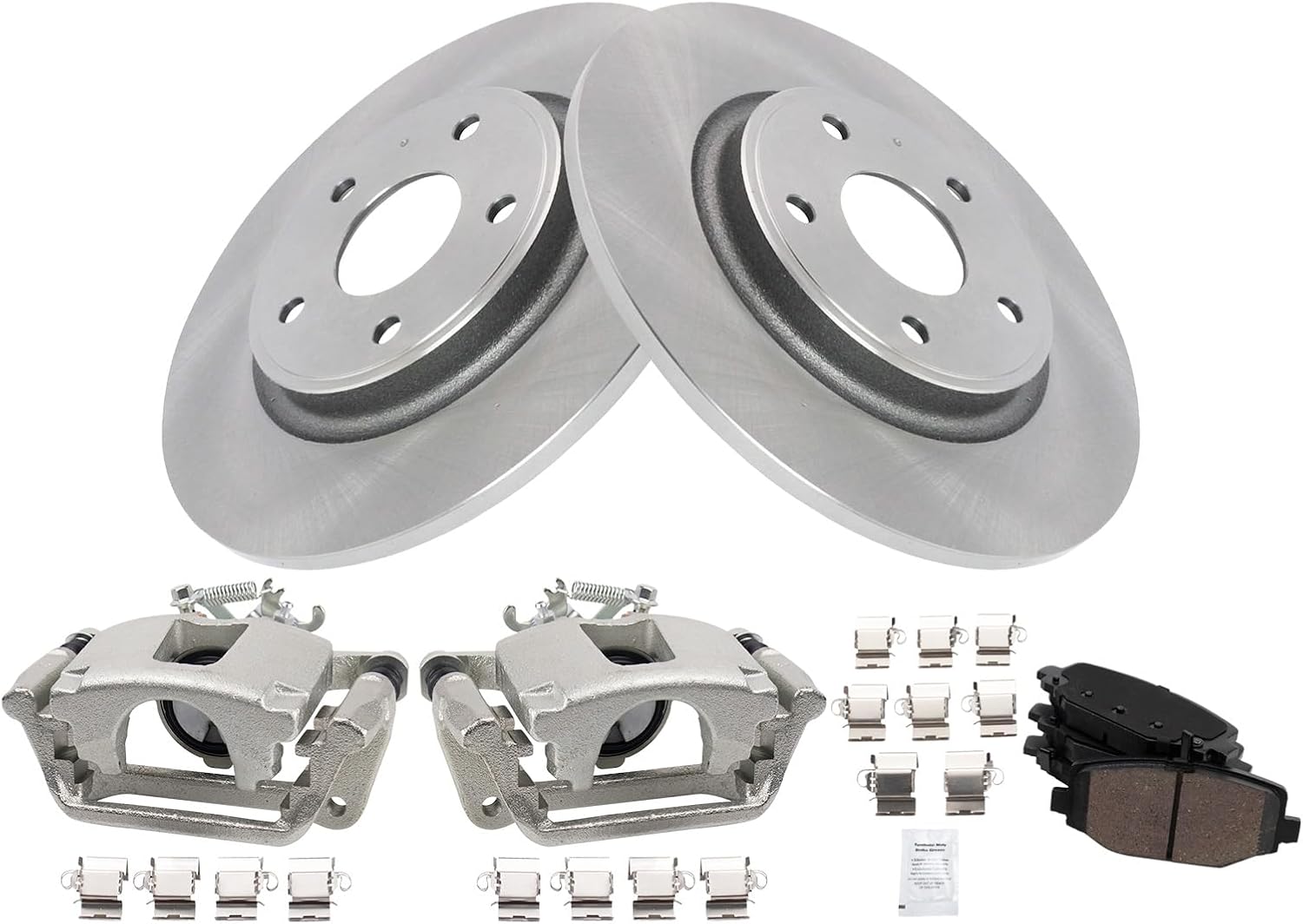 TRQ Rear Brake Pad and Rotor Set Ceramic Rotors Calipers Compatible with 2012-2016 Chrysler Town and Country 2012-2018 Dodge Grand Caravan 2013-2015 Ram Cargo Van