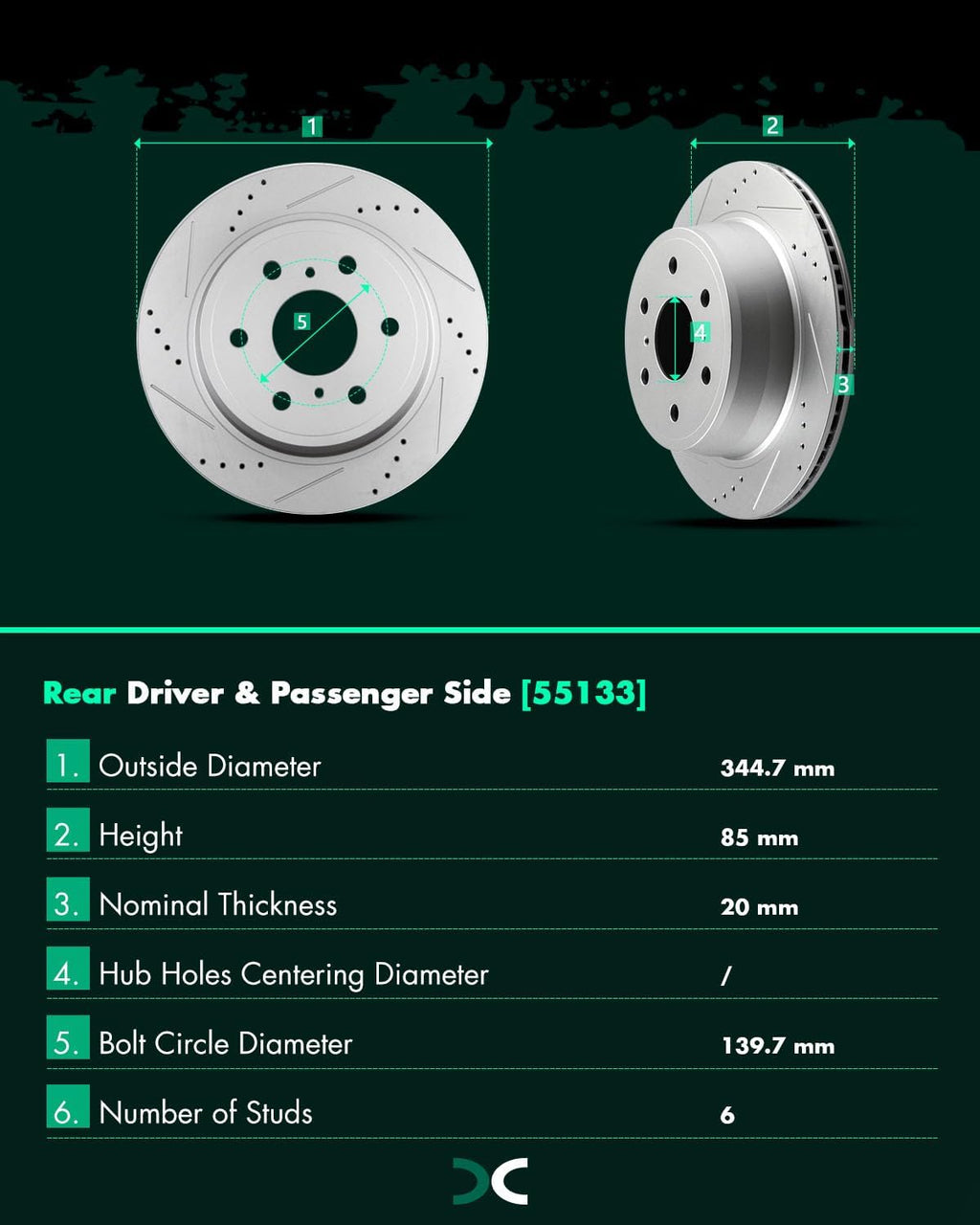 SCITOO Rear 13.57' Brake Pads and Rotors Kits Fit For Cadillac Escalade ESV/EXT,For Chevy Avalanche/Silverado 1500 / Suburban 1500 / Tahoe,For GMC Sierra 1500,For GMC Yukon,For GMC Yukon XL 1500