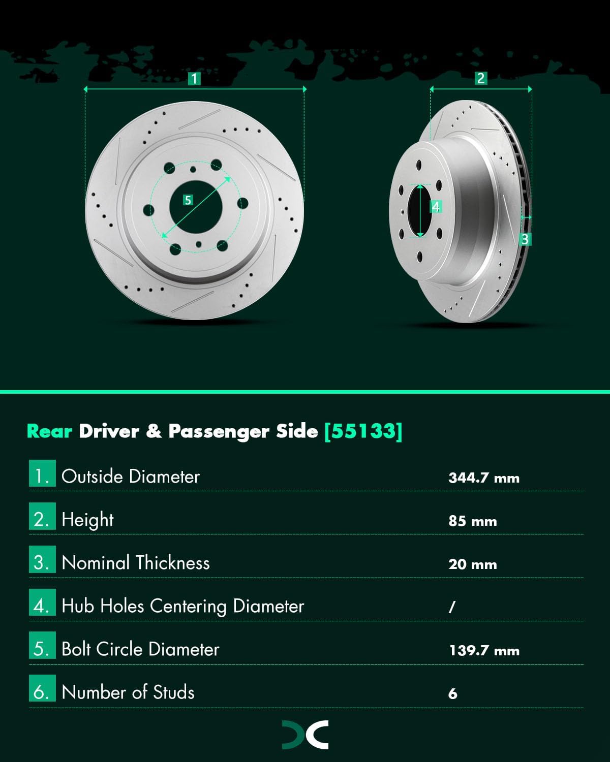 SCITOO Rear 13.57' Brake Pads and Rotors Kits Fit For Cadillac Escalade ESV/EXT,For Chevy Avalanche/Silverado 1500 / Suburban 1500 / Tahoe,For GMC Sierra 1500,For GMC Yukon,For GMC Yukon XL 1500