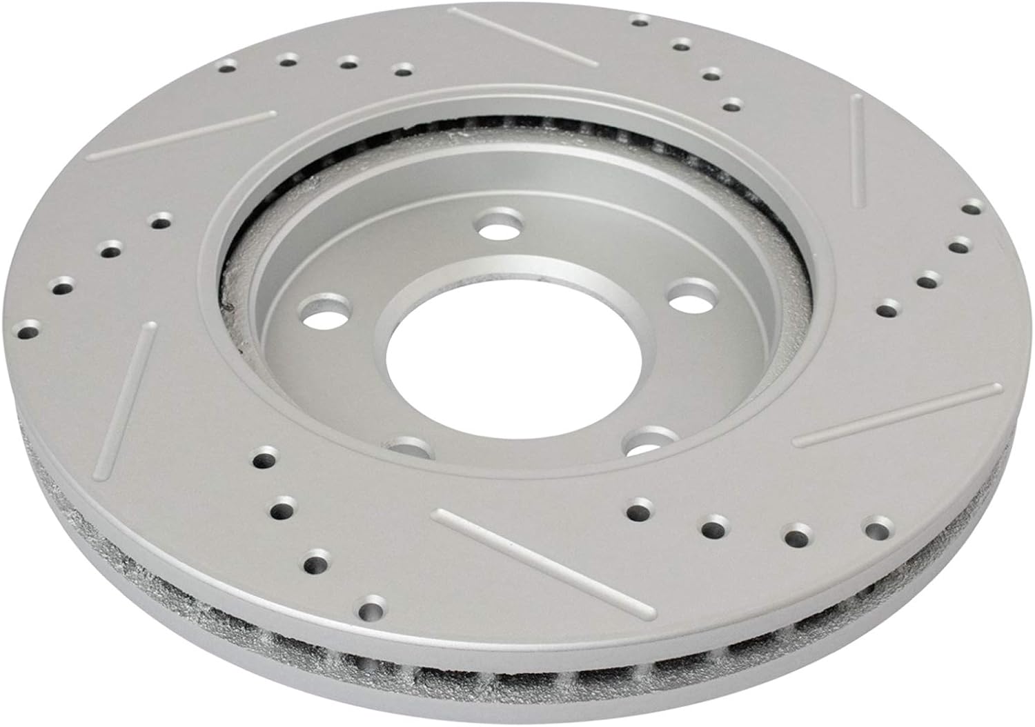 TRQ Performance Front Brake Pad and Rotor Set Ceramic Drilled Slotted Coated Vented Rotors Calipers Compatible with 2001-2007 Chrysler Town & Country 2001-2007 Dodge Caravan Grand Caravan