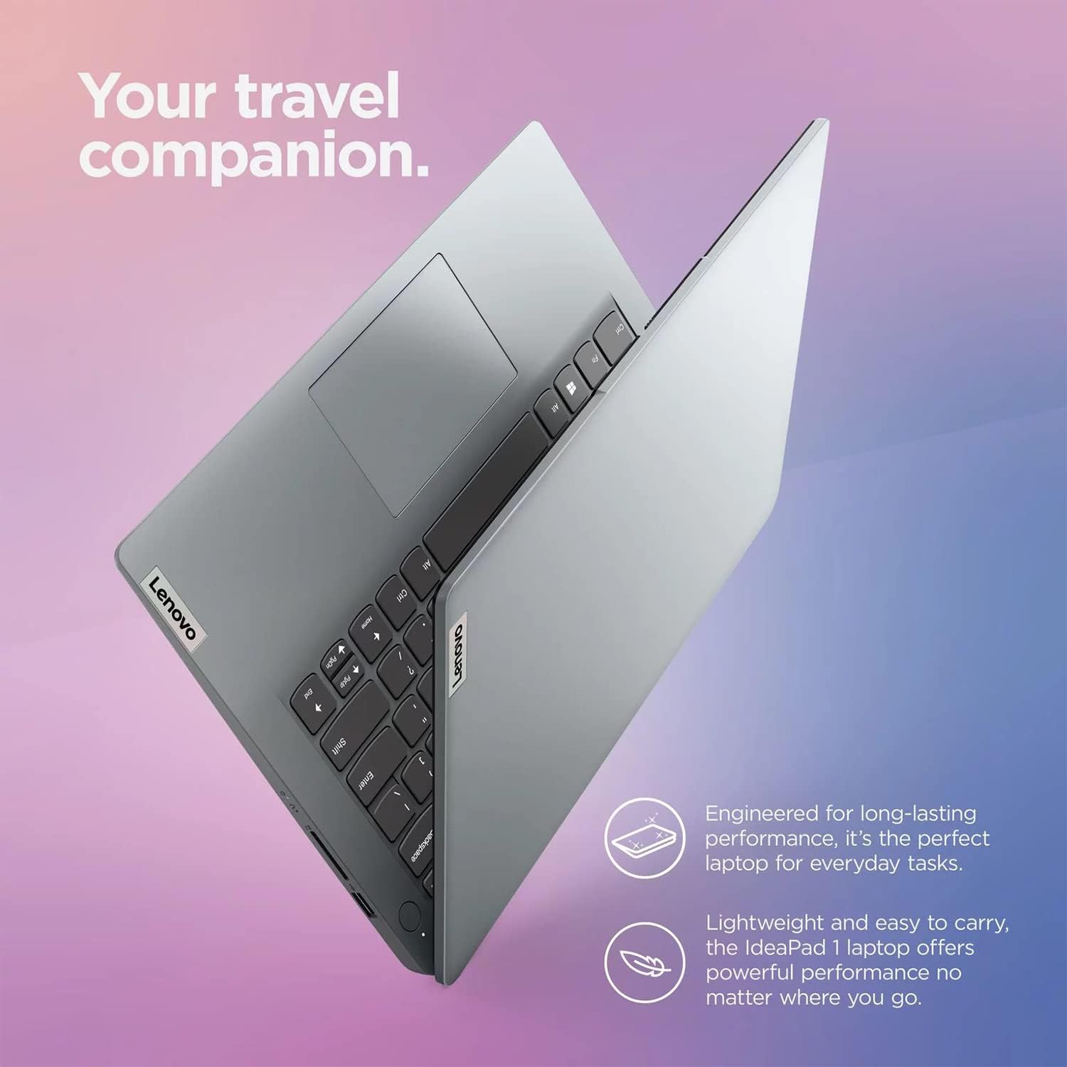Lenovo Ideapad 1i 14 Laptop, 14' HD Screen, Intel Pentium Silver N5030, 4GB RAM, 128GB eMMC, Webcam, HDMI, SD Card Reader, Wi-Fi 6, Windows 11 Home, One Year of Microsoft Office 365, Cloud Grey