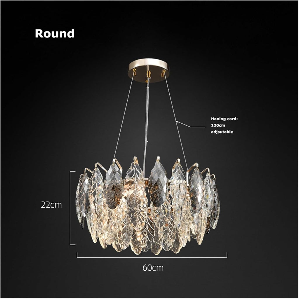 LED Dimmable Crystal Goose Feather Gold Silver Lustre Chandelier Lighting Suspension Luminaire Lampen for Dinning Room,Dining Light Fixtures