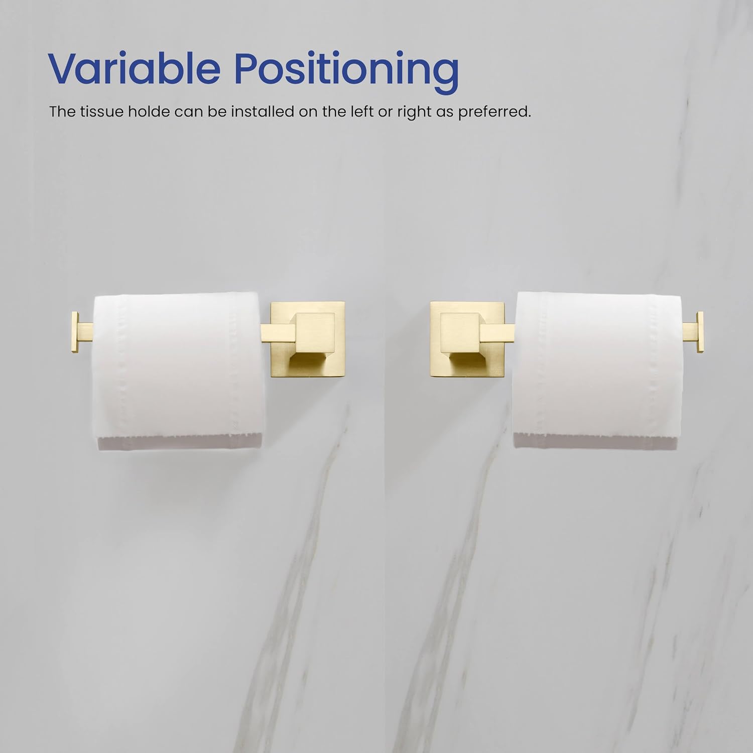 KIBI Cube 5-Piece Bathroom Hardware Set – Wall Mounted Bath Accessories Kit, Premium Brass, Includes Towel Bar, Towel Ring, Toilet Paper Holder, Robe Hook & Towel Hook (Brushed Gold, C-KBA15-5-1)
