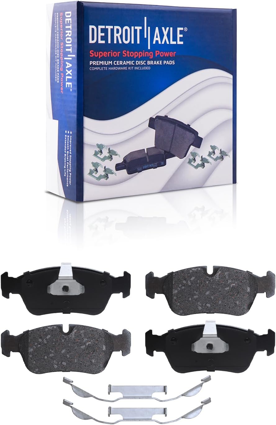 Detroit Axle - Front Brake Kit for BMW 328i 325i 323i 325Ci 325xi Z3 Z4 Drilled & Slotted Brake Rotors Ceramic Brakes Pads Replacement [11.81 inch Rotors]