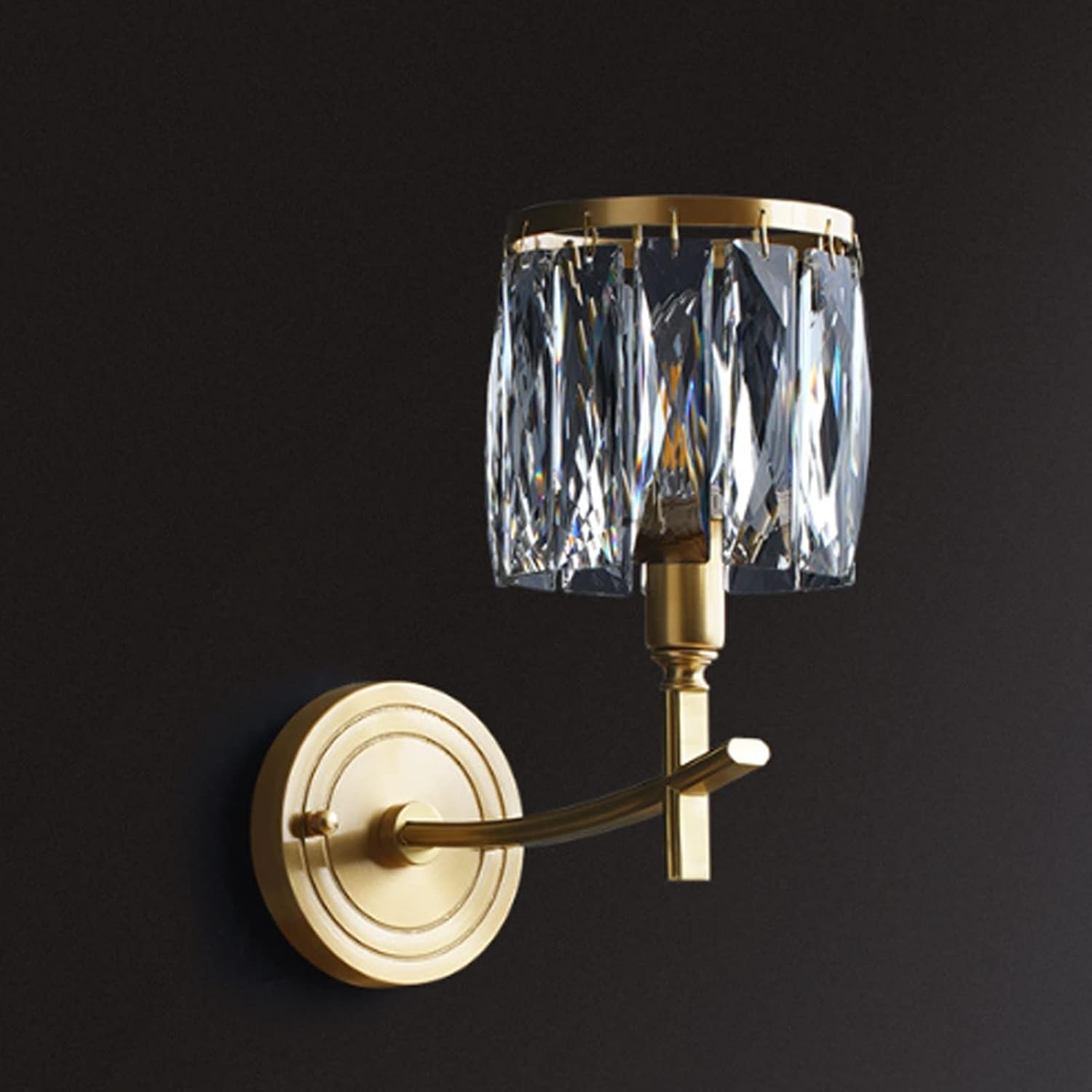 Modern Crystal Wall Sconce, Indoor Wall Mount Light, Creative Crystal Bedside Creativity Wall Lamp, Bathroom Decor Vanity Lighting Fixtures, Gold Wall Lamp for Bathroom Bedroom Hallway