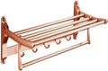 Towel Rack Towel Shelf Bathroom Towel Rack Foldable Double Wall Mounted Towel Holder with Hooks 60cm Aluminum Towel Rack with Multi Towel Bar for Kitchen Bathroom Toilet Hotel Office / Gold (Co