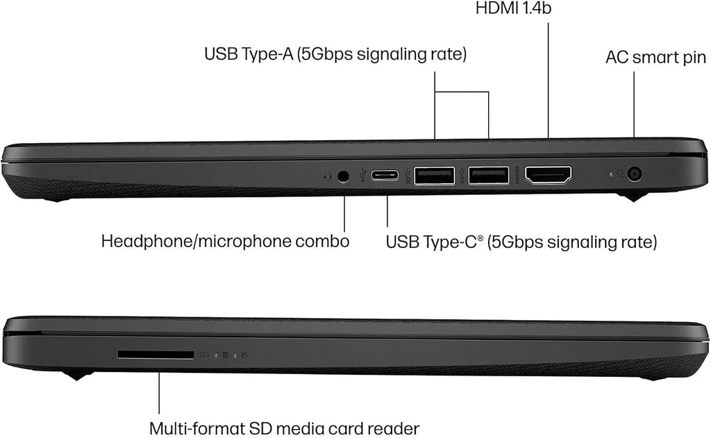 HP AI-Powered 14' HD Laptop with Microsoft Office and 1TB Cloud Storage Included for 1-Year| 16GB RAM|128GB SSD| Intel 4-Core CPU| Webcam| Ultra Light|Windows 11| RK Bundle| Black