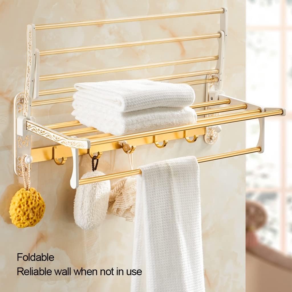 Towel Rack Platinum European Towel Rack Bar Rail, Space Aluminum Gold Towel Shelf, Tissue Paper Holder, Bathroom Accessories Set Bathroom Hardware/Folding Towel Rack The New