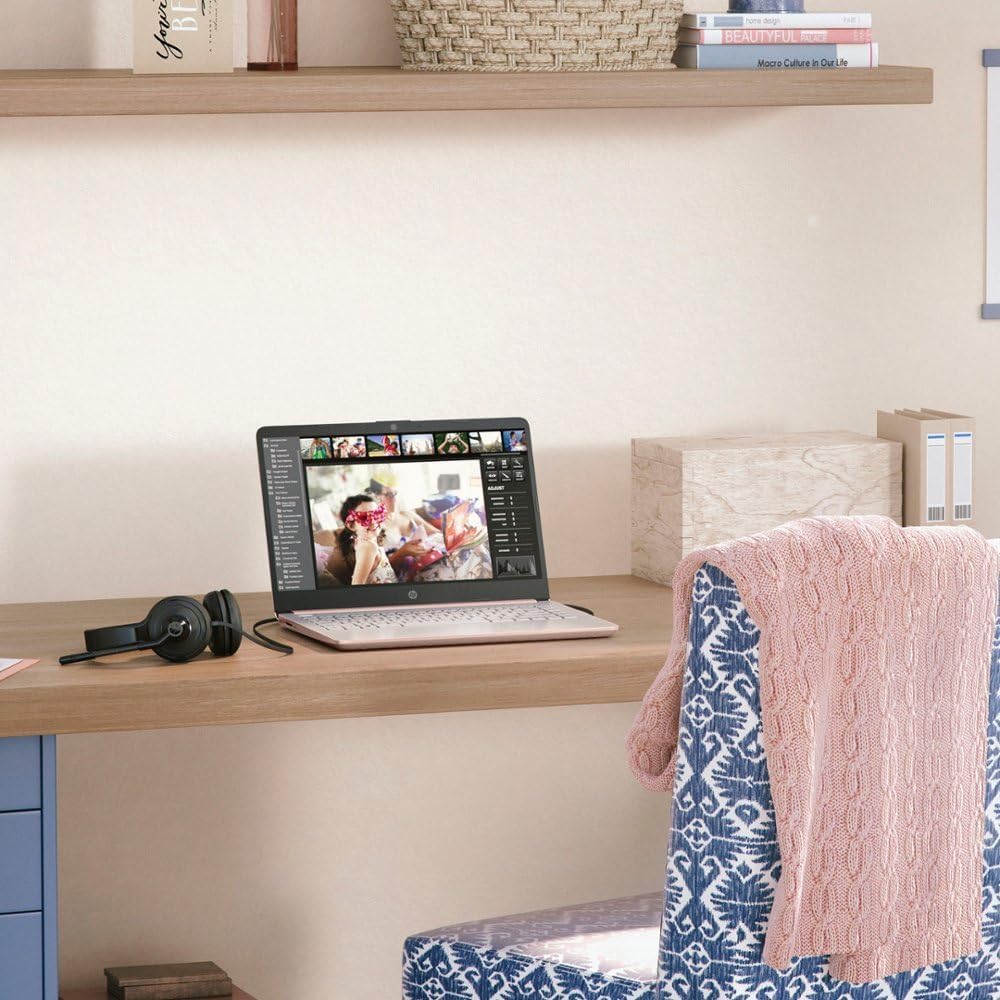 HP 14' HD (1366 x 768) Display Laptop, Intel Celeron N4120, 1.1GHz, 4GB Memory, 128GB eMMC, Windows 11 Home in S Mode, Rose Gold, 14-dq0762dx (Renewed)