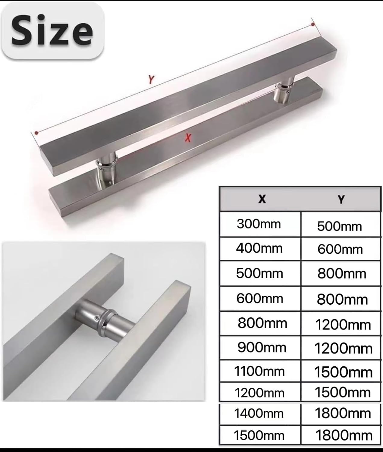 Shower Door Handle 10 inch Stainless Steel Bathroom Glass Door Grab Bar Towel Bar Silver Gold Finish 200mm 300mm 400mm 500mm 700mm 800mm Hole Center Distance 1100mm Grab
