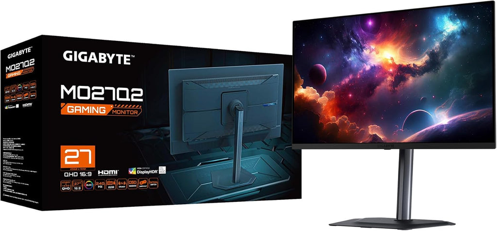 GIGABYTE - MO27Q2-27' QD-OLED Gaming Monitor - QHD 2560x1440-240Hz - 0.03ms GTG - AMD FreeSync Premium Pro - Type C KVM - HDMI, DP - Height Adjustable - Black