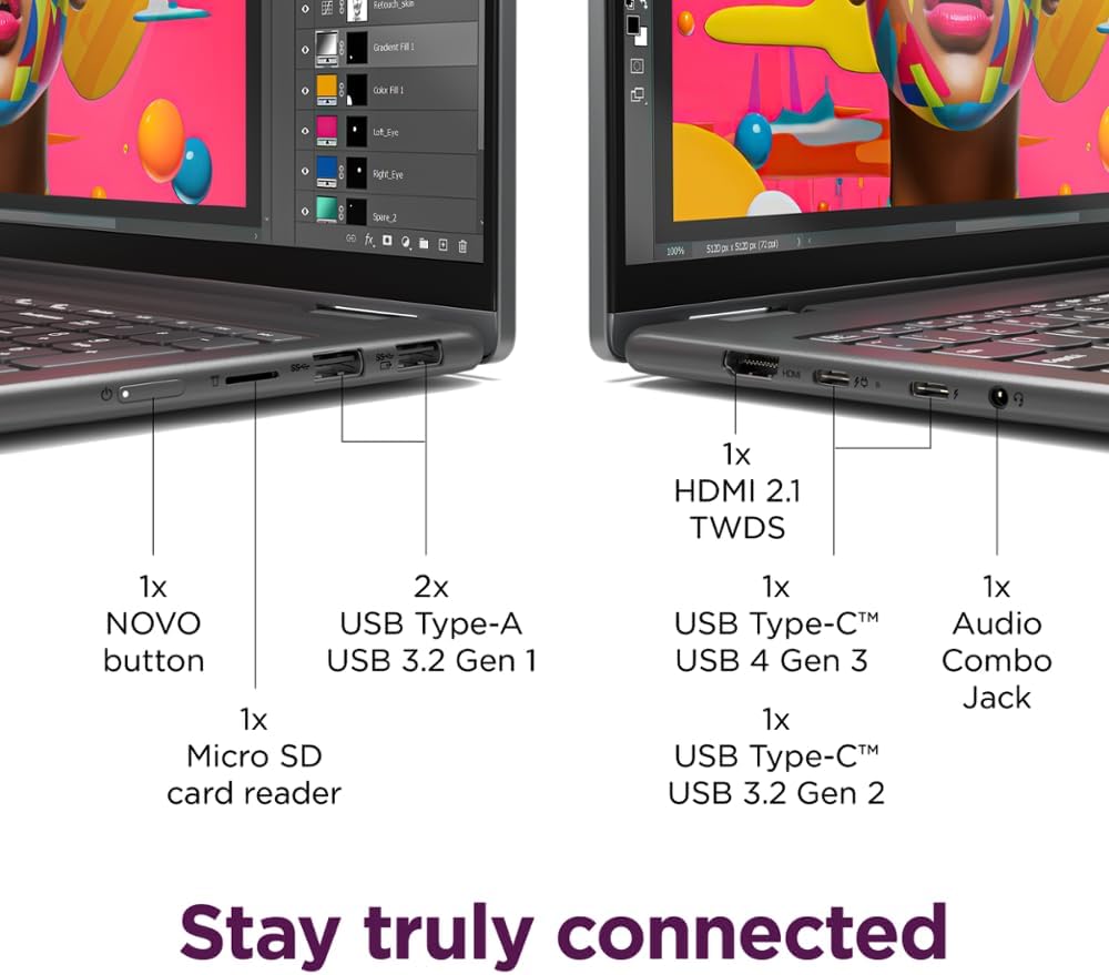 Yoga 7i 2-in-1 Laptop - 16' FHD 2K Touchscreen, Ultra 7 155U, 16GB DDR5, 1TB SSD, Backlit Keyboard, Windows 11 Home, Storm Grey + Cleaning Cloth