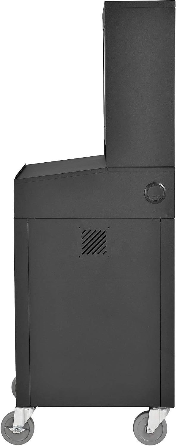 Global Industrial Mobile Security LCD Computer Cabinet Enclosure for 24' Diagonal Monitors, Steel Construction, Black Powder Coat Finish, 24-1/2'W x 22-1/2'D x 62-3/4'H