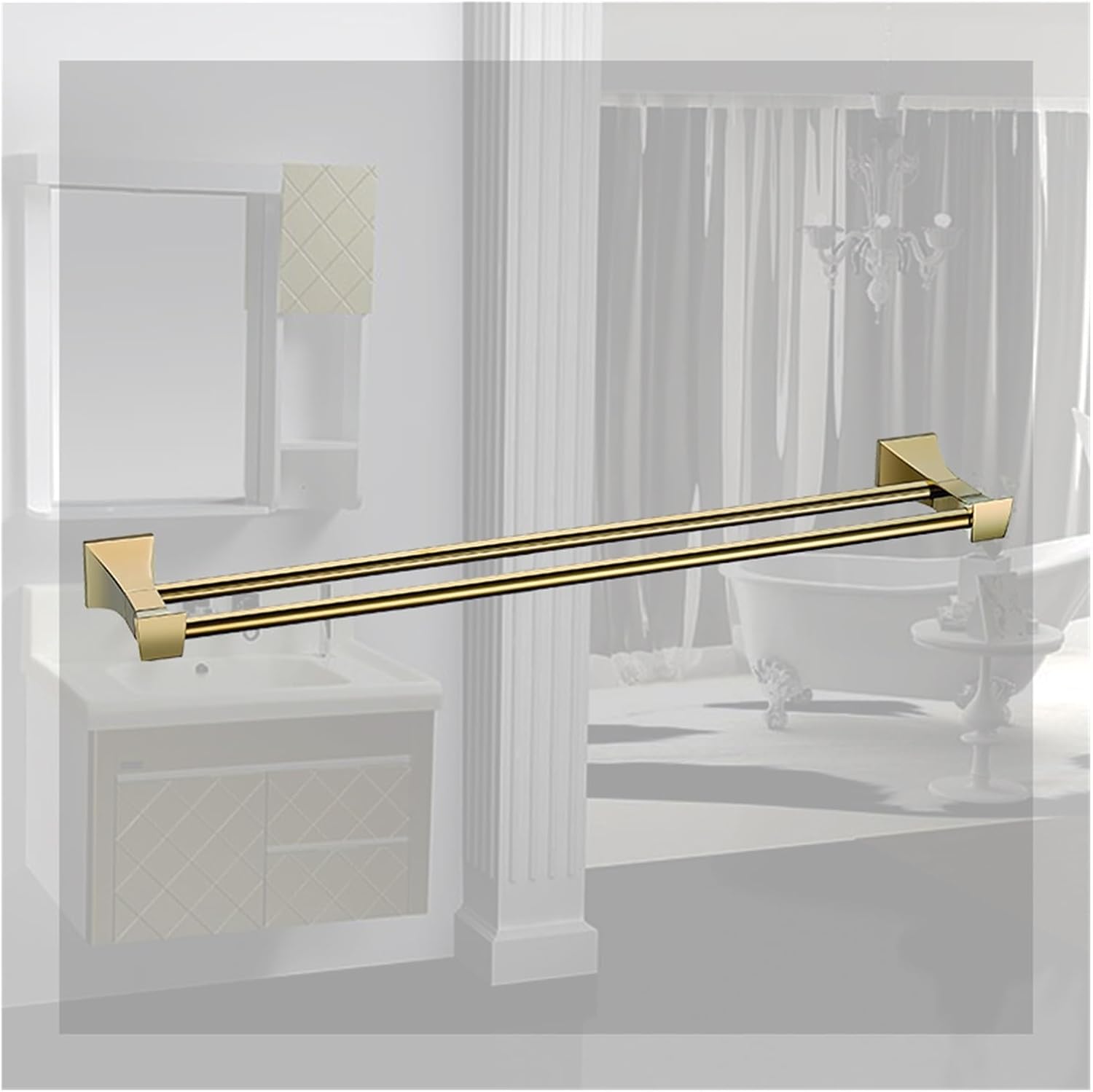 Rose Gold Towel Racks Bathroom Chrome Finish Matt Black Stainless Steel Bath Towel Shelves Double Towel Bar Rail Bath Hardware (Color : 1 pcs Rose Gold)