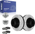 AutoShack Front Brake Rotors, Ceramic Pads & Calipers for Subaru, Forester 2003-2008 Outback 2002-2005, AWD H4 2.5L H6 3.0L - E-Coated Drilled & Slotted - ShadowGuard - 11.55' (293.4 mm), 5-Lug