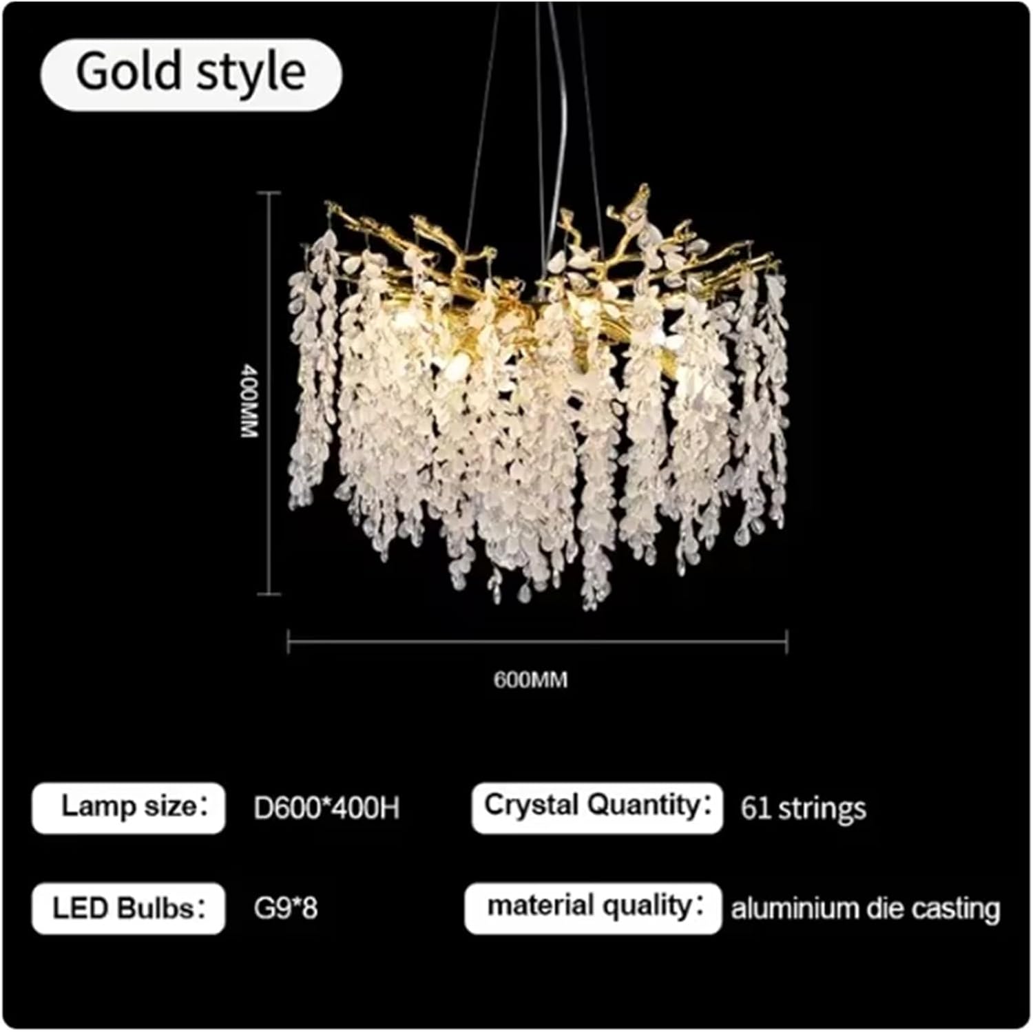 Designer Grape Crystal Splendid Silver Gold Hanging Lamp Luxury Villa Living Room Restaurant Lamp Branch Splendid LED,Dining Light Fixtures