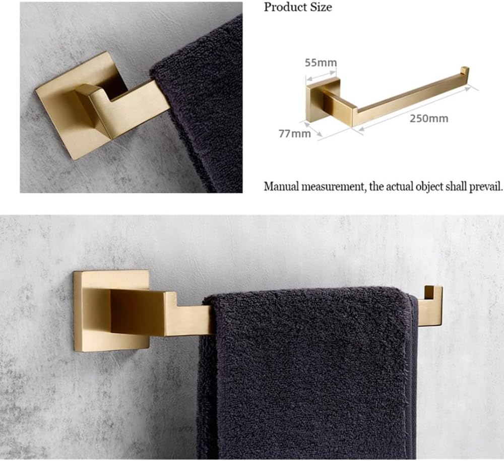 Towel Rack Matte Gold Towel Rail 304 Stainless Steel Towel Rail Double Towel Rail Paper Holder Tissue Holder Toilet Brush Holder Towel Rail A