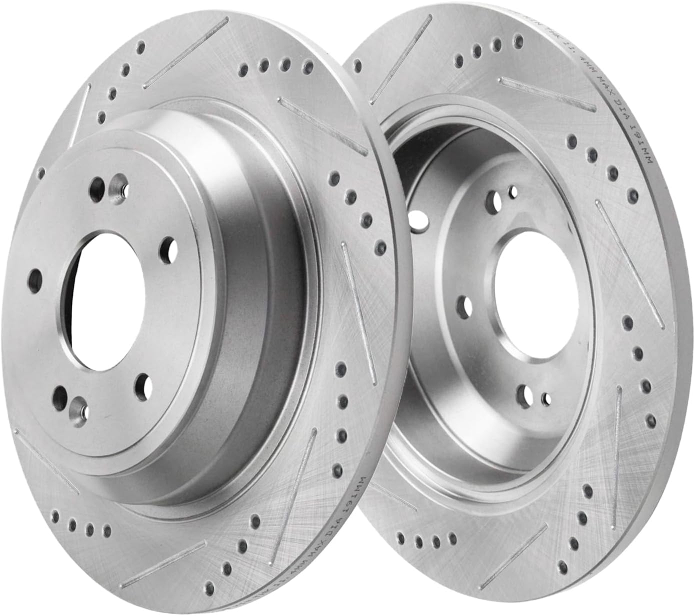 Detroit Axle - 6pc Rear Brake Kit for 2010-2017 Hyundai Genesis Kia K900 Genesis G80, Drilled Slotted Disc Brake Rotors Ceramic Brakes Pads 2011 2012 2013 2014 2015 2016 Replacement: 12.36' inch Rotor