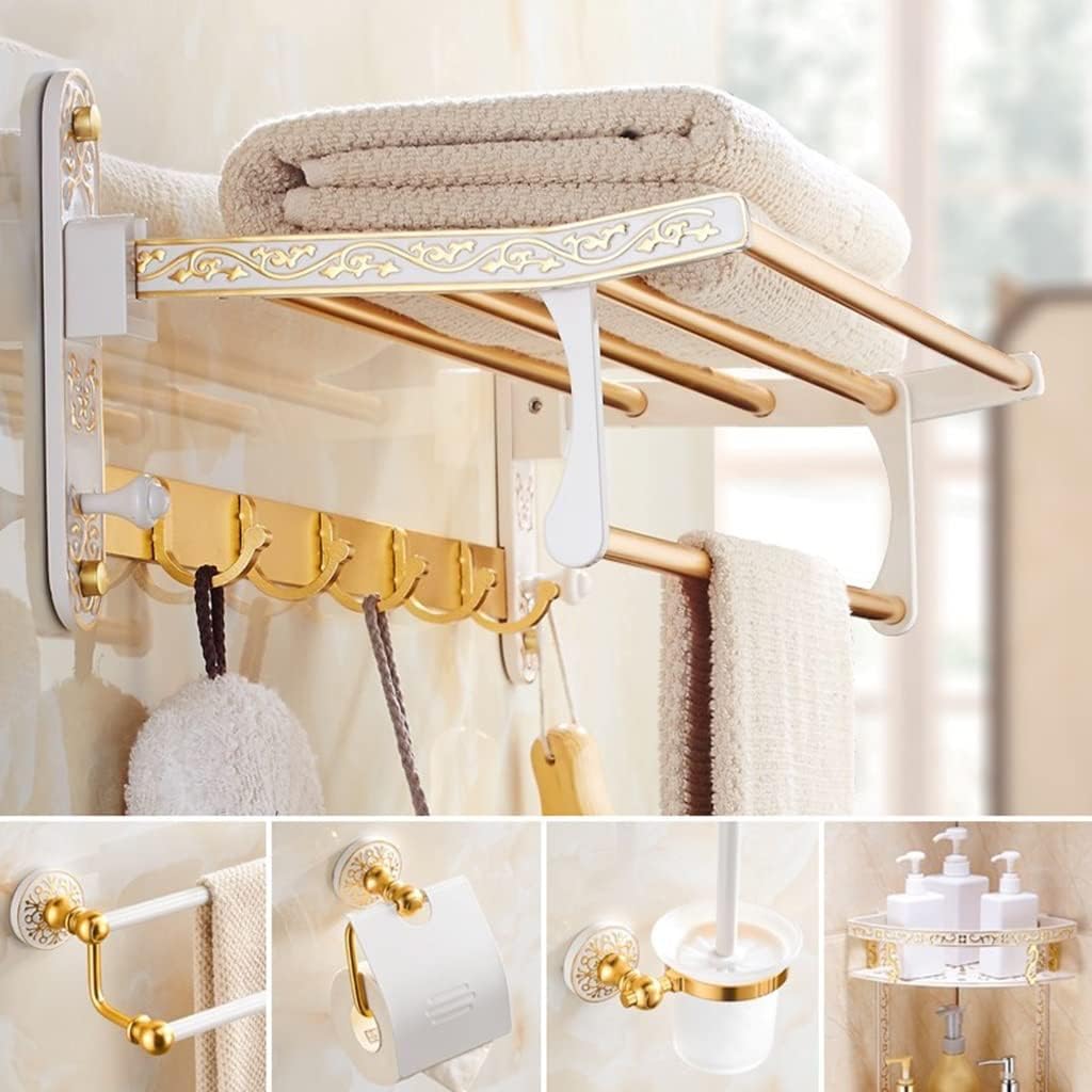 Towel Rack Platinum European Towel Rack Bar Rail, Space Aluminum Gold Towel Shelf, Tissue Paper Holder, Bathroom Accessories Set Bathroom Hardware/Folding Towel Rack The New