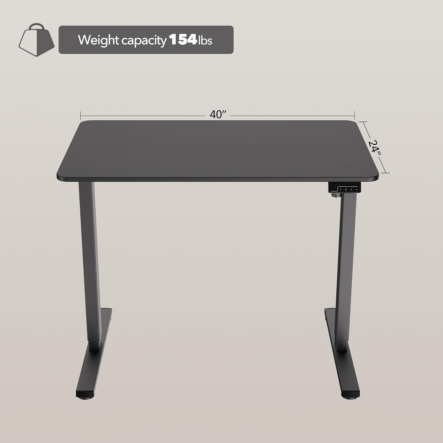 LongKe Electric Standing Desk Adjustable Height, 40x24 Inches Sit Stand up Desktop for Home Office, Ergonomic Rising Computer Table with Memory Preset, Black