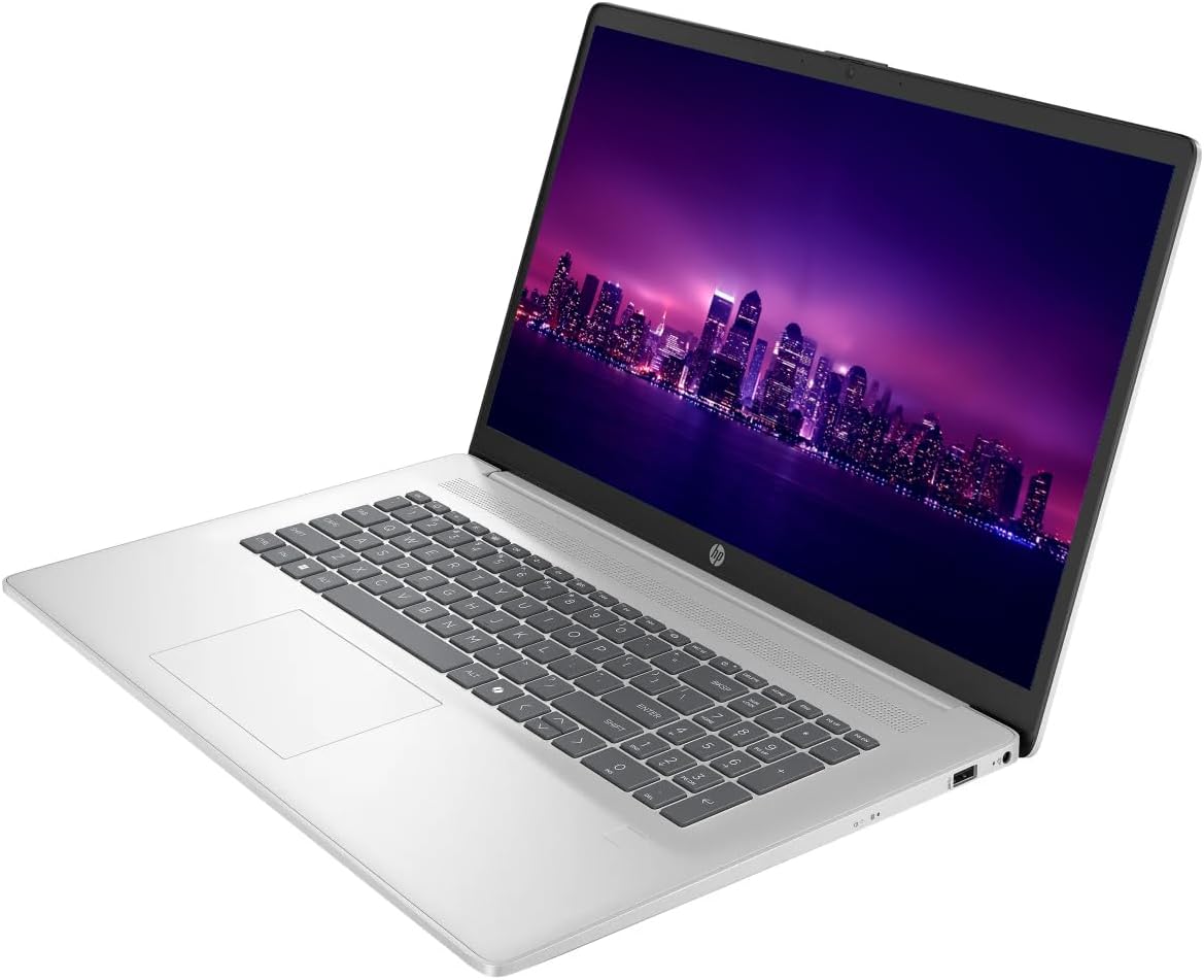 HP 17.3' Business Touchscreen Laptop Computer, 16GB RAM 1.5TB Storage (1TB SSD+512GB Docking Station Set), AMD Ryzen 5 7430U (Up to 4.3 Ghz), Windows 11, Numeric Keypad, SageNova Earphones, Silver