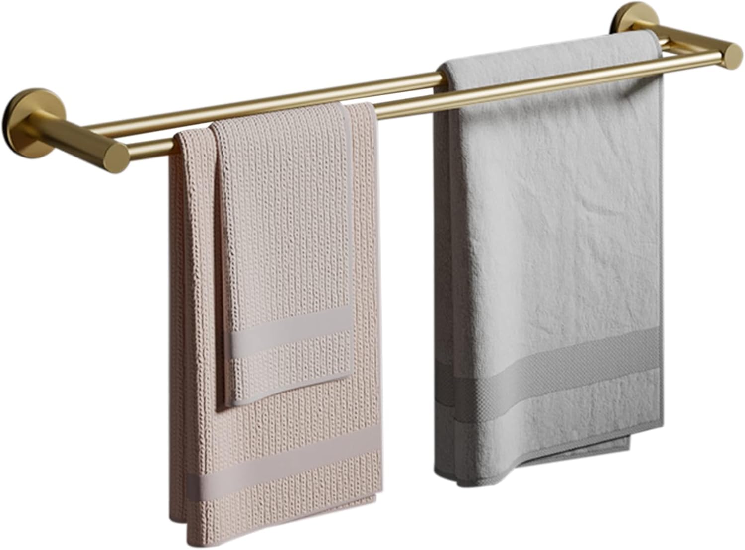 Towel Rack Self Adhesive Towel Hanger Wall Mounted Towel Bar Double-bar No Drilling Copper for Bathroom and Toilet,Gold Bathroom (Color : Gold)