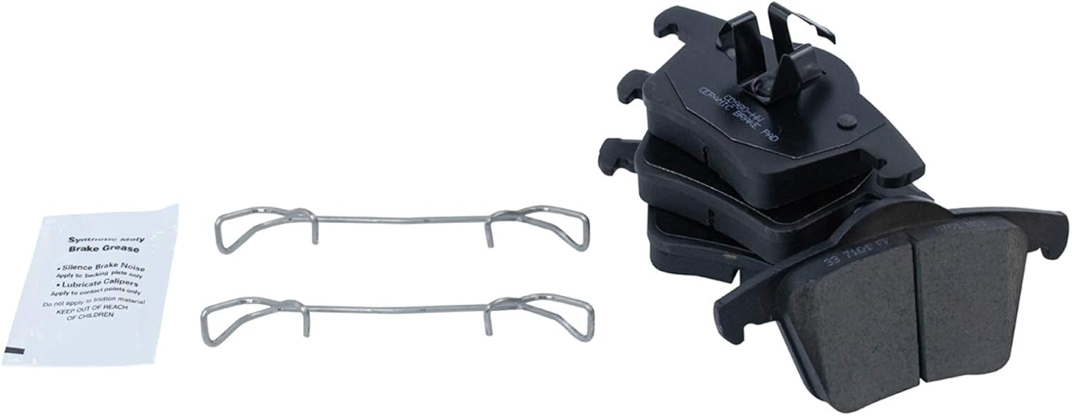 TRQ Rear Brake Pad and Rotor Set Ceramic Rotors Calipers Compatible with 2003-2014 Volvo XC90