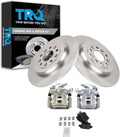 TRQ Rear Brake Pad and Rotor Set Ceramic Solid Rotors Calipers Compatible with 2005-2007 Ford Five Hundred Freestyle Mercury Montego 2008-2009 Taurus Taurus X Sable
