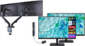 acer 27' FHD IPS Monitor with 4ms Response Time, Anti Glare, VESA Mount (100mm), HDMI, VGA & Black Color 2 Pack with DKZ Hub & ErgoFlexy Dual Monitor Mount