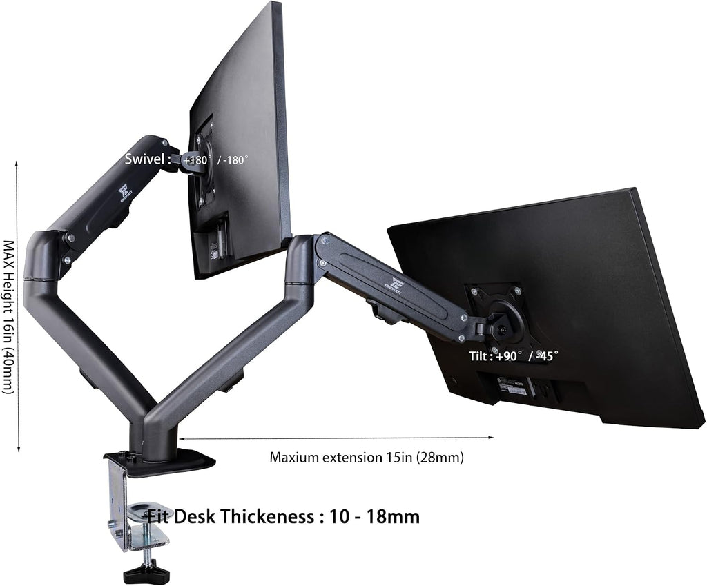 ASUS TUF Gaming 27' FHD IPS Monitor with 1ms Response Time, 180Hz Refresh Rate, Anti Glare, Flicker Free, VESA Mount (100mm), Displayport, HDMI, Black Color 2Pack w/DKZ Hub & ErgoFlexy Dual Mount Arm