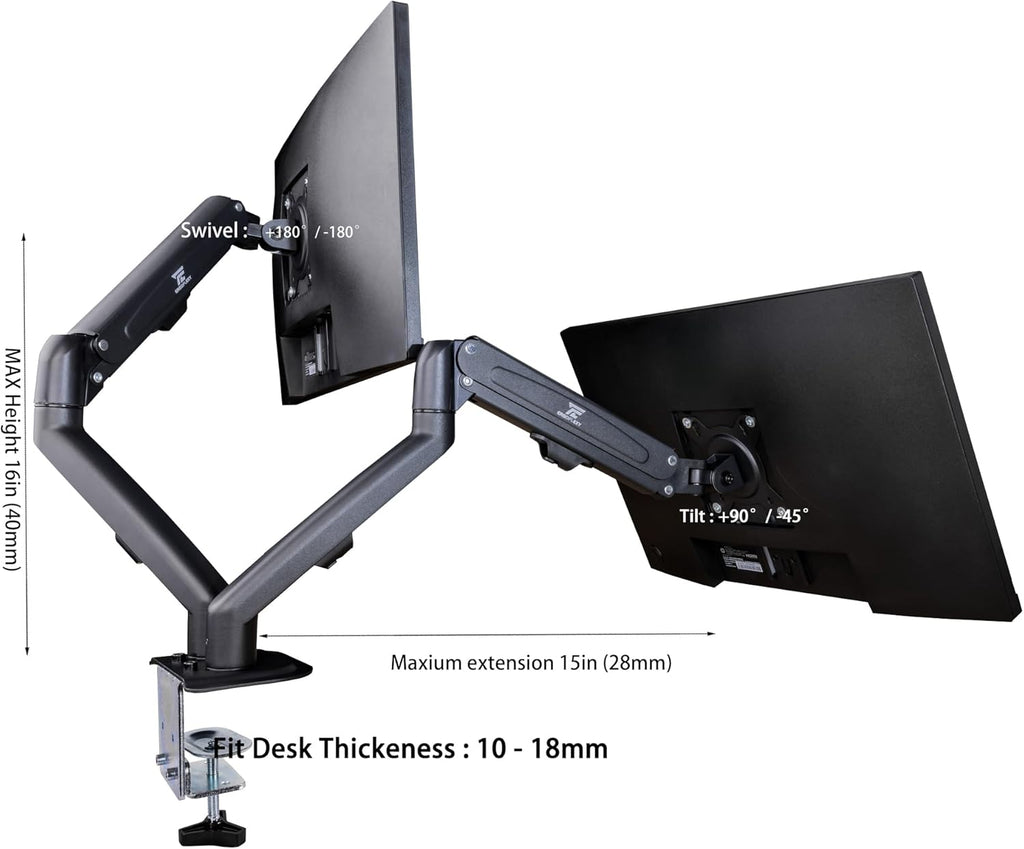 acer 27' FHD IPS Monitor with 4ms Response Time, Anti Glare, VESA Mount (100mm), HDMI, VGA & Black Color 2 Pack with DKZ Hub & ErgoFlexy Dual Monitor Mount