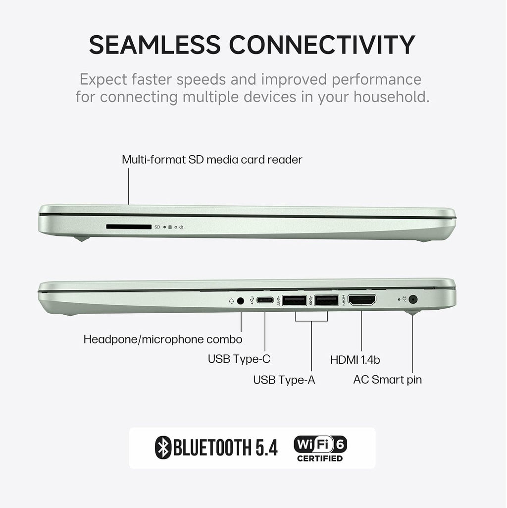 HP 2026 14' Laptop Computer with Copilot AI, Intel N150, 16 GB RAM, 512 GB Storage(128GB UFS+256GB MSD+128GB UFD), 1-Year Office 365, WiFi 6, Ultra Light, Portable, Windows 11 Pro, Willow Green