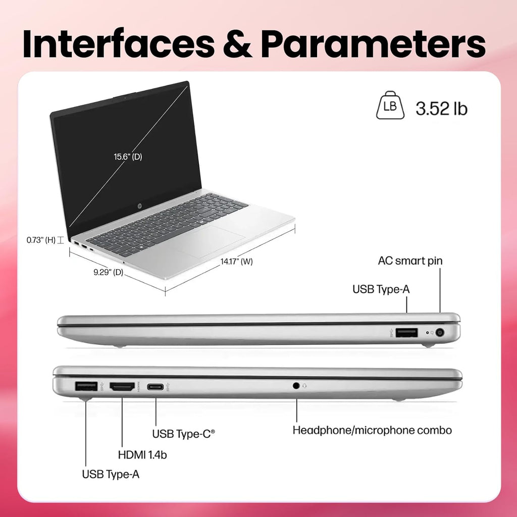 HP 15.6' FHD Touchscreen Business Laptop - Intel i7-1355U(10 Cores), Iris Xe Graphics, 32GB RAM, 2TB SSD, Lifetime Win 11 Pro, Wi-Fi 6, Bluetooth, Numeric Keyboard - w/Accessories (Natural Silver)